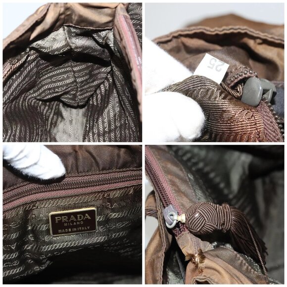 PRADA Tote Bag Nylon Brown Auth - Picture 15 of 16